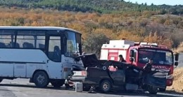 İŞÇİ TAŞIYAN ARAÇ KAZA YAPTI