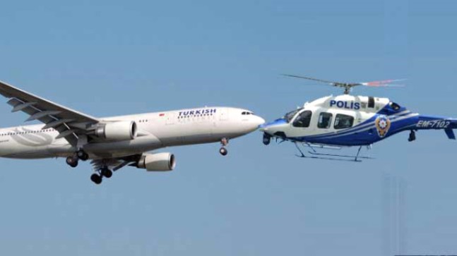 Atatürk Havalimanı’nda THY Uçağı ile Polis Helikopteri Burun Buruna Geldi